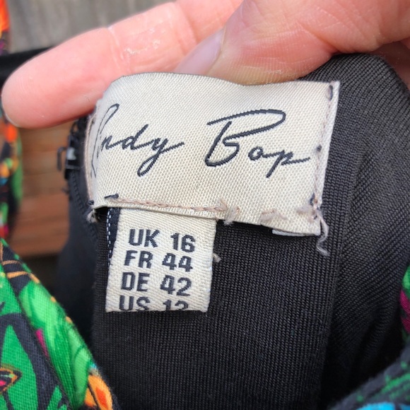 Lindy Boo Tiki Print Pencil Halter Dress US 12 - Picture 4 of 7